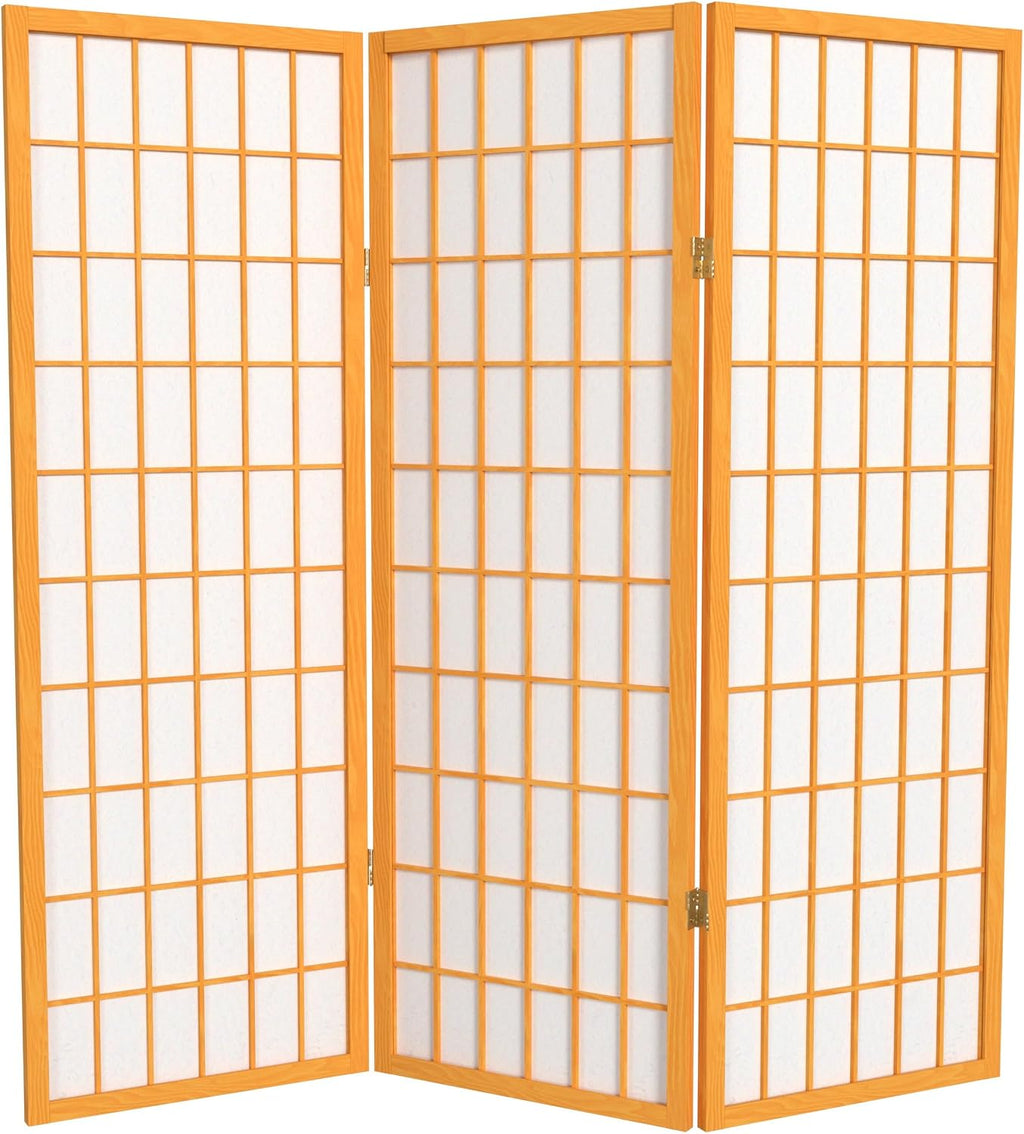 4 ft. Short Window Pane Shoji Screen - Honey - 3 Panels