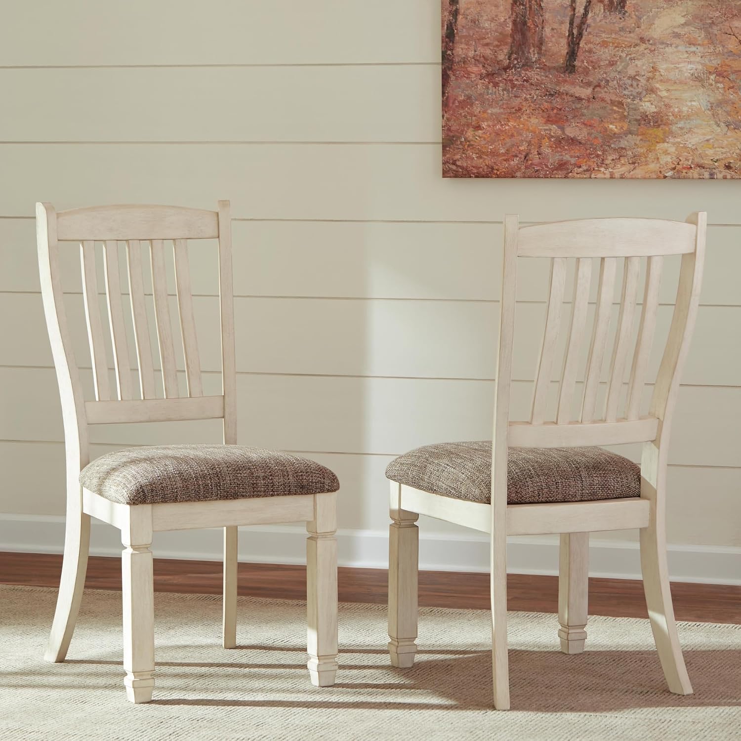 Signature Design by Ashley Bolanburg 20' Upholstered Dining Room Chair, Set of 2, Antique White