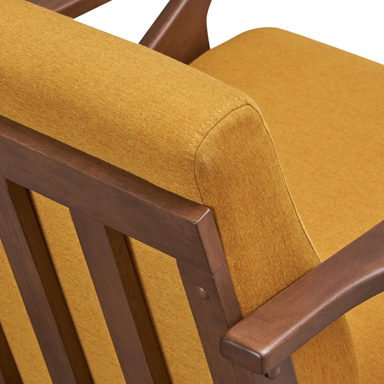 Zola Mid Century Modern Accent Chair Arm Chair: The Perfect Reading, Living Room, and Bedroom Chairs for Modern Home Furniture Use! Solid Wood Frame, Mustard/Walnut