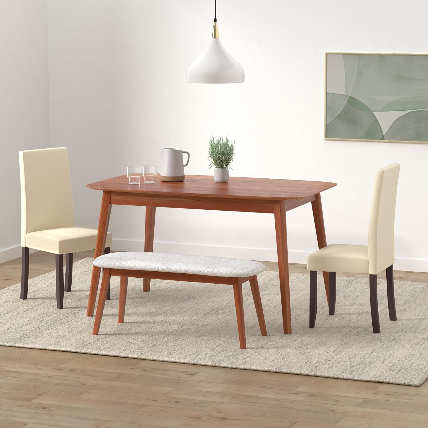 SIMPLIHOME Acadian Dining Chairs - Upholstered Solid Hardwood and Vegan Leather Parsons Chair Set in Satin Cream, Transitional Dining Room Seating with Padded Back and Seat (Set of 2)
