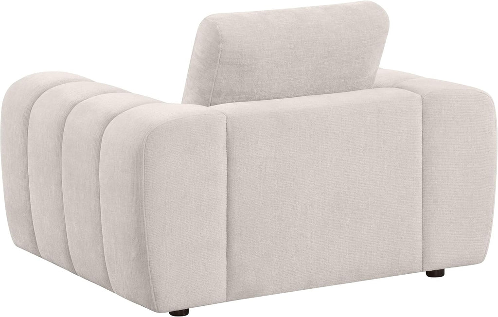 Coaster Home Furnishings - Burnett - Chenille Upholstered Accent Chair with Rounded Arms, Curved Shape, Attached Seat and Reversible Back Cushion - Living Room - Ivory - 504957