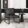 Lexicon Modern Accent Chair, Faux Leather Upholstered Living Room Chair With Wrapped Armrests,Arm Chair With Black Metal Frame,Comfy Single Chair For Living Room/Bedroom/Reading Room/Office,Dark Brown