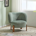 Christopher Knight Home Lily Solid Wood Wingback Accent Chair, Fabric Upholstered Club Chair, Curved Backrest Single Sofa, Comfy Reading Lounge Chair for Living Room, Soft Cushion Seating, Green