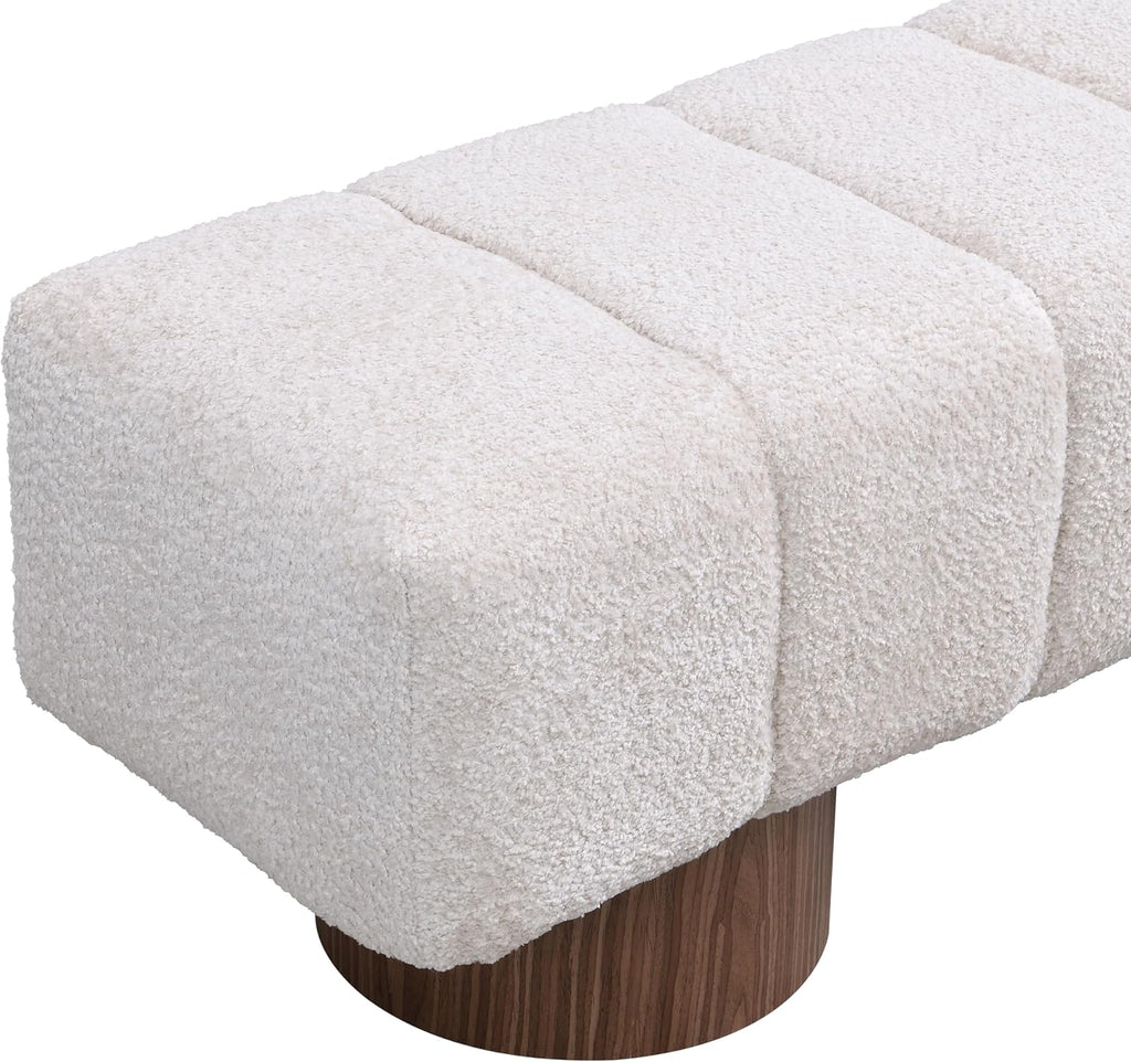 Christopher Knight Home Manila 64' Boucle Dining Bench, Upholstered Ottoman Bench, Rectangular Dining Seat, Spacious Seating, Long Footstool for Living Room Dining Room, No Assembly Needed, Beige
