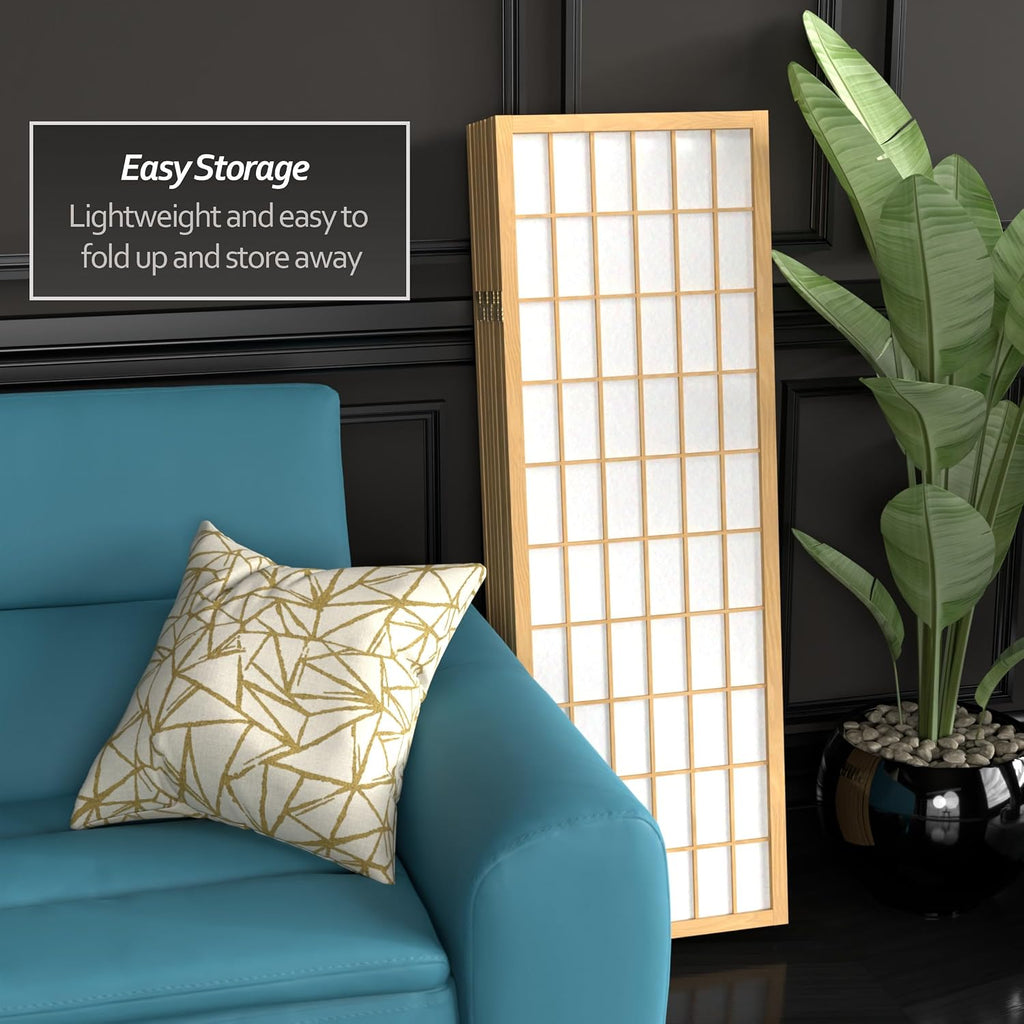4 ft. Short Window Pane Shoji Screen - Natural - 8 Panels