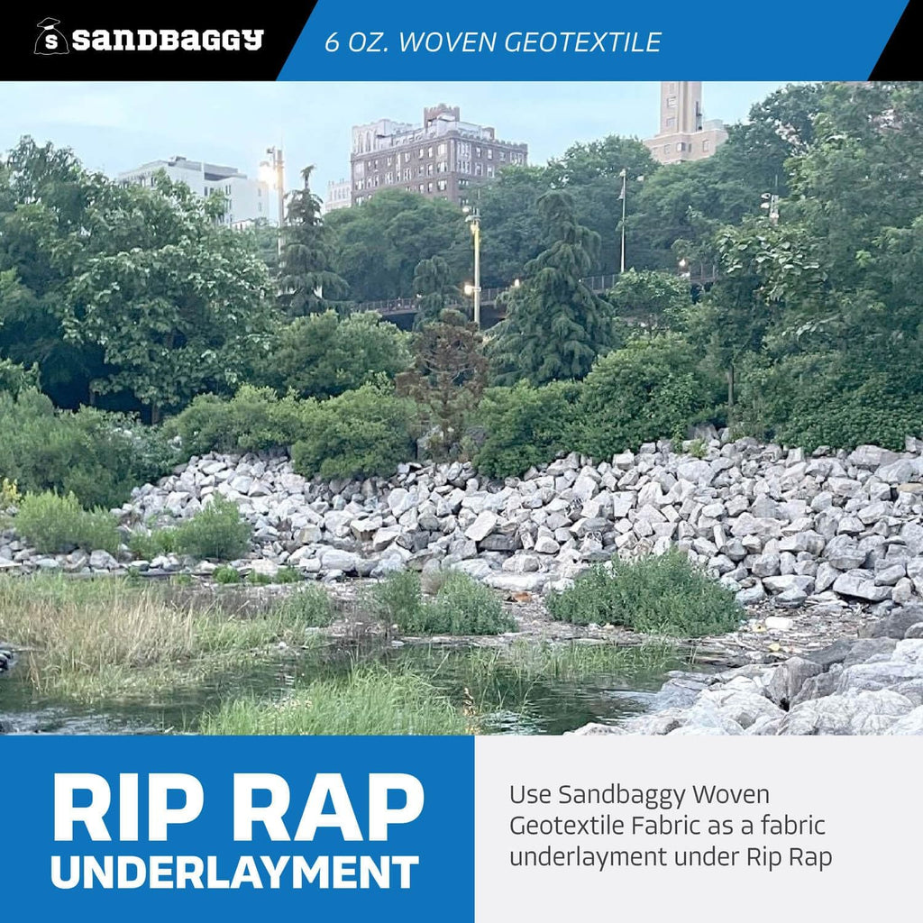 Sandbaggy 6 oz Heavy Duty Woven Geotextile Landscape Fabric (6 ft Wide) | 50 Year Fabric | 2X Thicker | Soil Stabilization & Separation | Roads, Driveways, Retaining Walls (1, 6 ft x 100 ft)