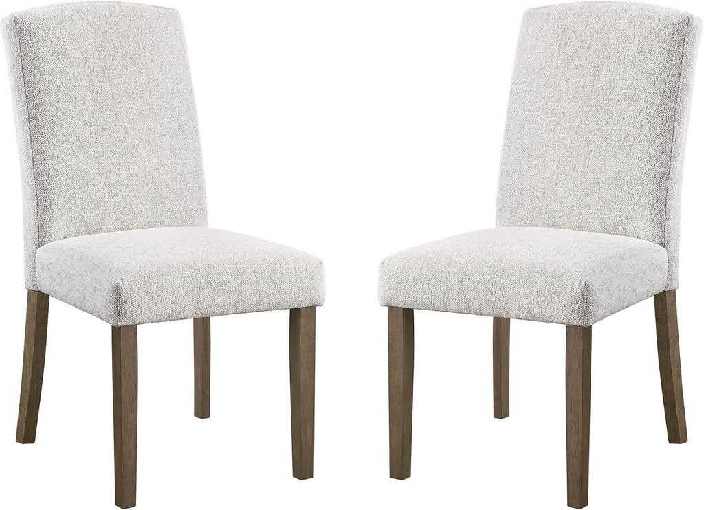OSP Home Furnishings Everly Traditional High-Back Padded Dining Chair 2-Pack with Grey Washed Legs, Oyster Grey Fabric