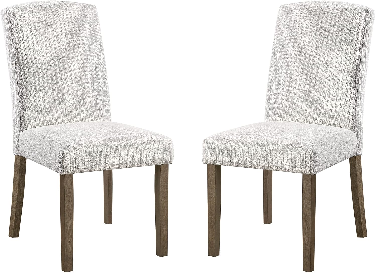 OSP Home Furnishings Everly Traditional High-Back Padded Dining Chair 2-Pack with Grey Washed Legs, Oyster Grey Fabric