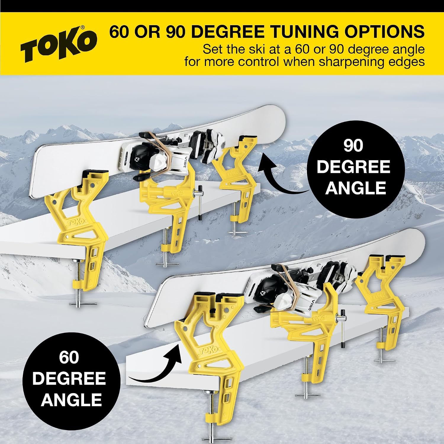 TOKO Race Ski Vise Grip for Tuning and Waxing Alpine Skis - Secure No Slip Grip and Holding Position for Edge Preparation - 3 Piece Set