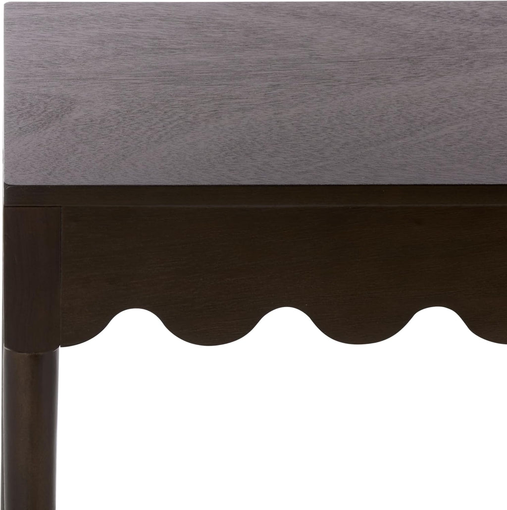 SAFAVIEH Home Collection – Neha Dark Chocolate Solid Wood Console Table, Scalloped Apron Entryway & Living Room Accent (CNS5749A)