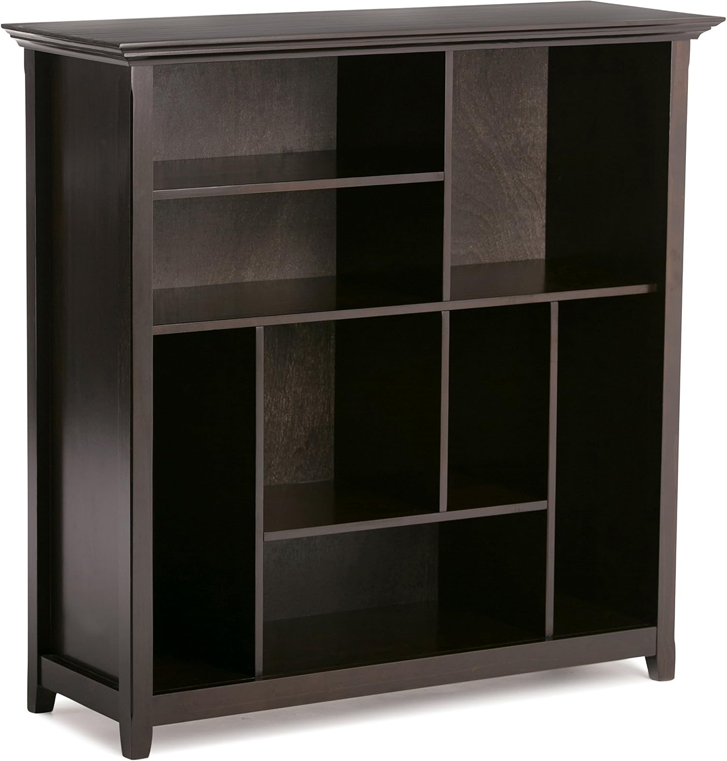 SIMPLIHOME Amherst Bookcase - 44 inch Tall Multi-Cube Solid Wood Cube Organizer in Hickory Brown, Transitional Bookcase Storage for Living Room, Study or Office with Fixed Shelves and Tapered Legs