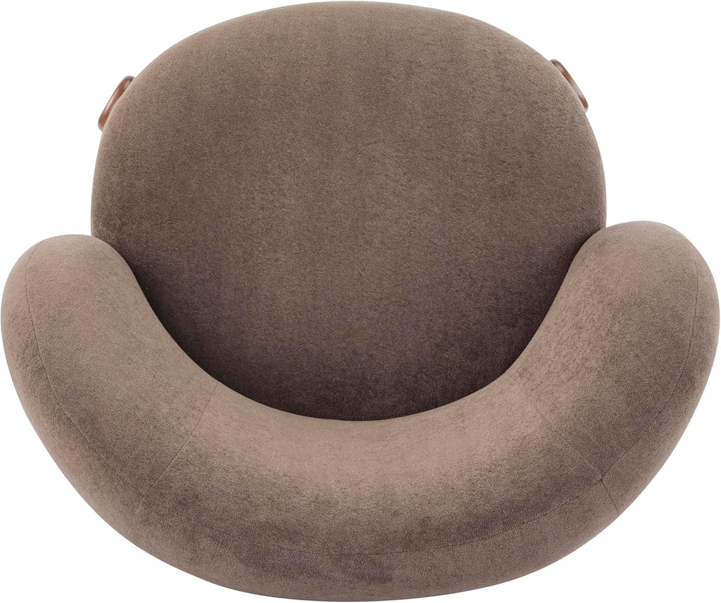 Christopher Knight Home Lily Solid Wood Wingback Accent Chair, Fabric Upholstered Club Chair, Curved Backrest Single Sofa, Comfy Reading Lounge Chair for Living Room, Soft Cushion Seating, Dark Brown