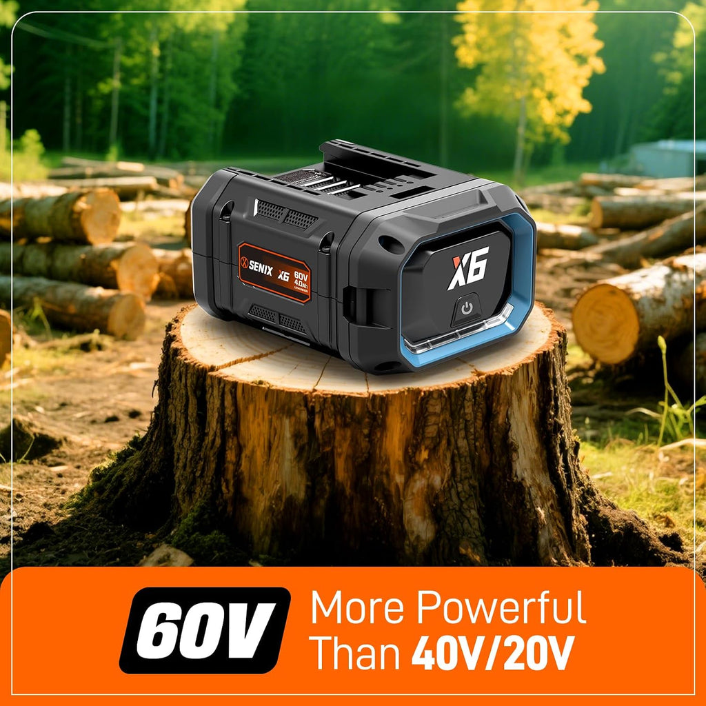 SENIX Chainsaw|60V 16' Battery Chainsaw|Brushless Electric Chainsaws|Cordless Chain Saw with 4Ah Battery & Charger|Garden Tool for Trees, Pruning, Branch Trimming, Best Gifts for Man, CSX6-M