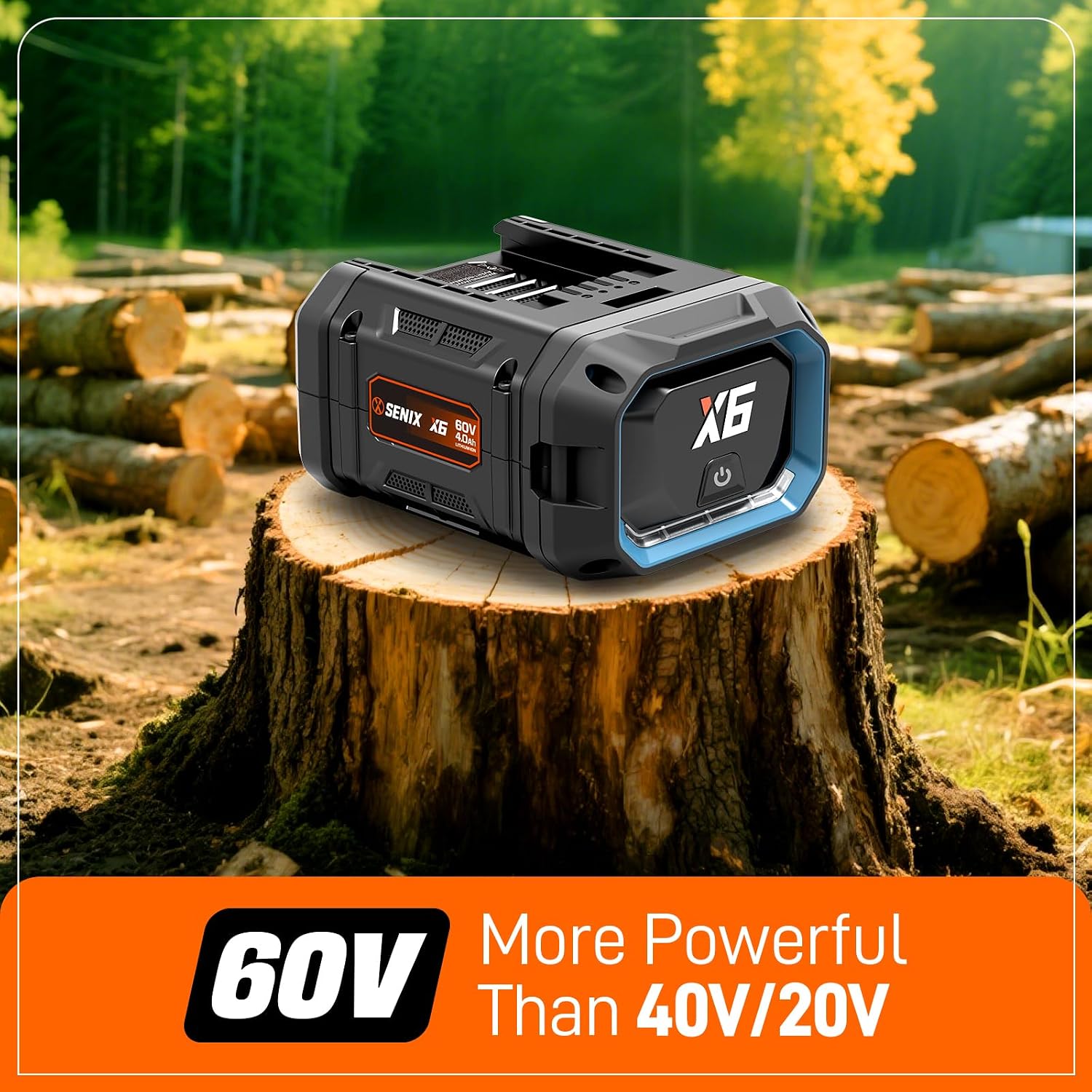 SENIX Chainsaw|60V 16' Battery Chainsaw|Brushless Electric Chainsaws|Cordless Chain Saw with 4Ah Battery & Charger|Garden Tool for Trees, Pruning, Branch Trimming, Best Gifts for Man, CSX6-M