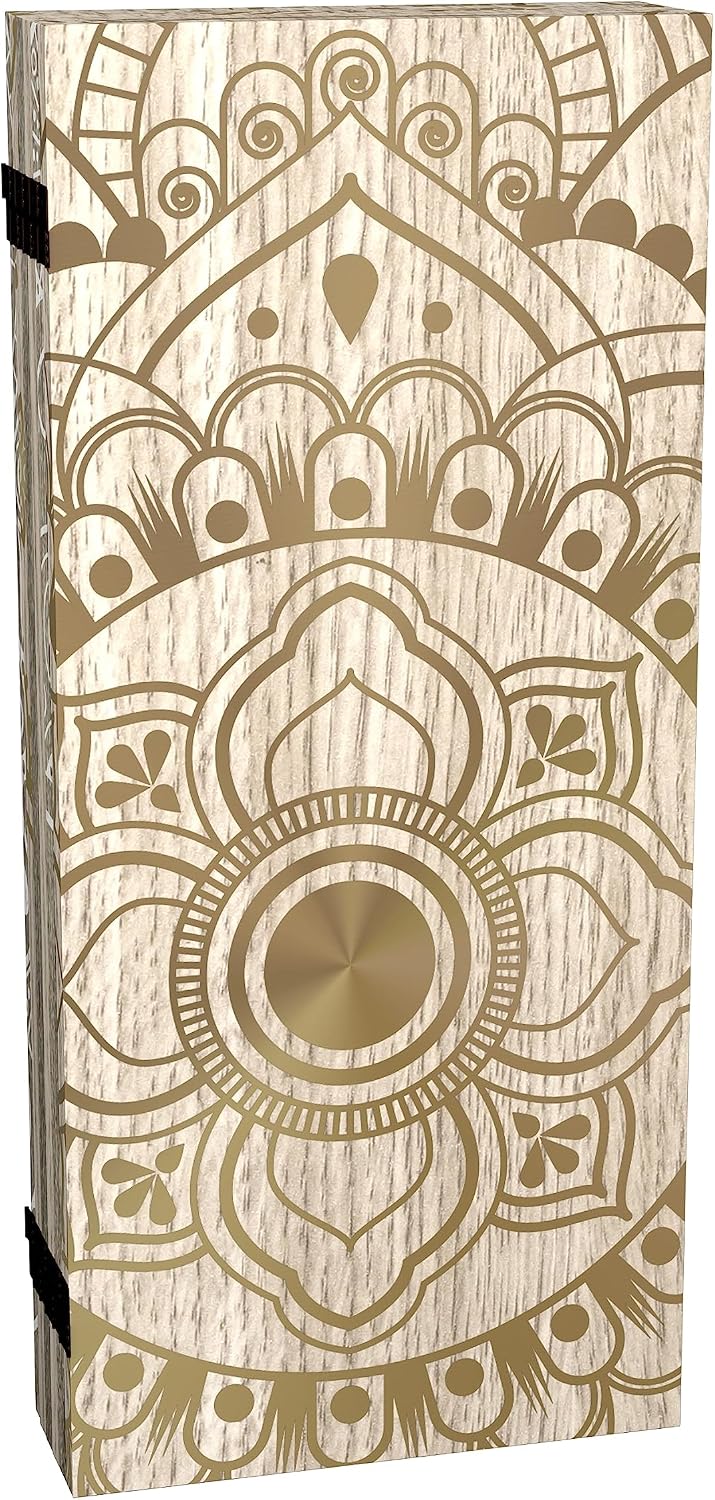 Red Lantern 3 ft. Short Double Sided Mandala on Oak Canvas Folding Screen 6 Panel Freestanding Partition and Separator for Modern and Contemporary Bedroom, Home Office, Studio, Dorm, Apartment