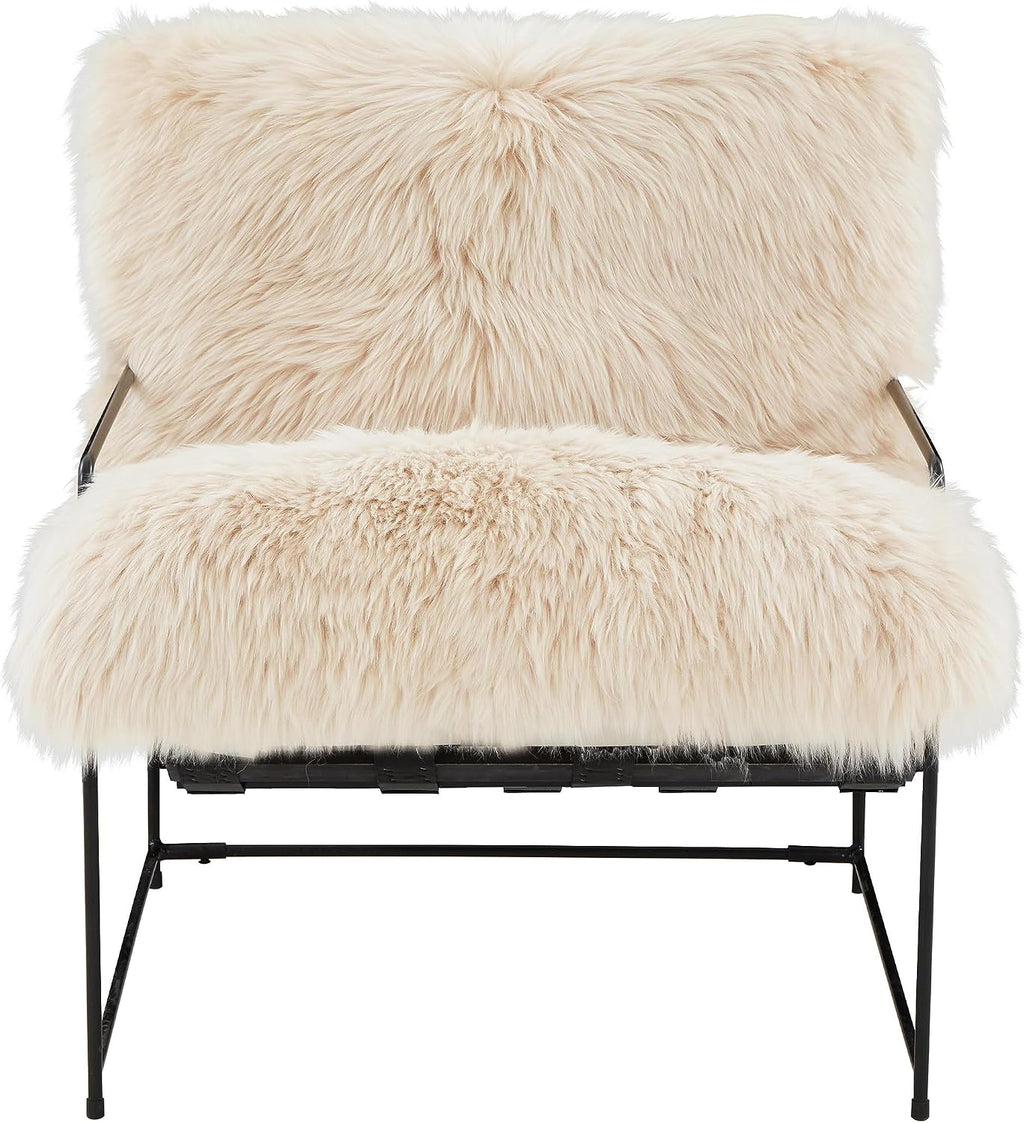 Tov Furniture Kimi Natural Genuine Sheepskin Upholstered Living Room Accent Chair
