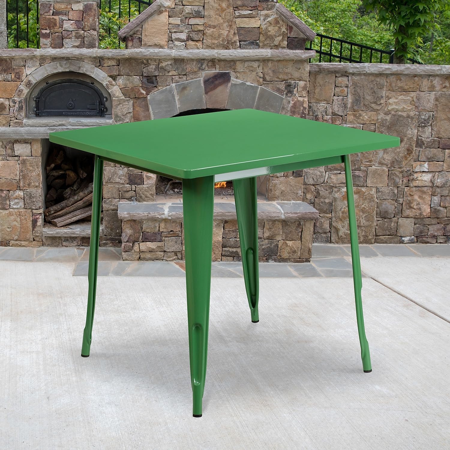 Flash Furniture Felix Commercial Grade 31.5' Square Green Metal Indoor-Outdoor Table