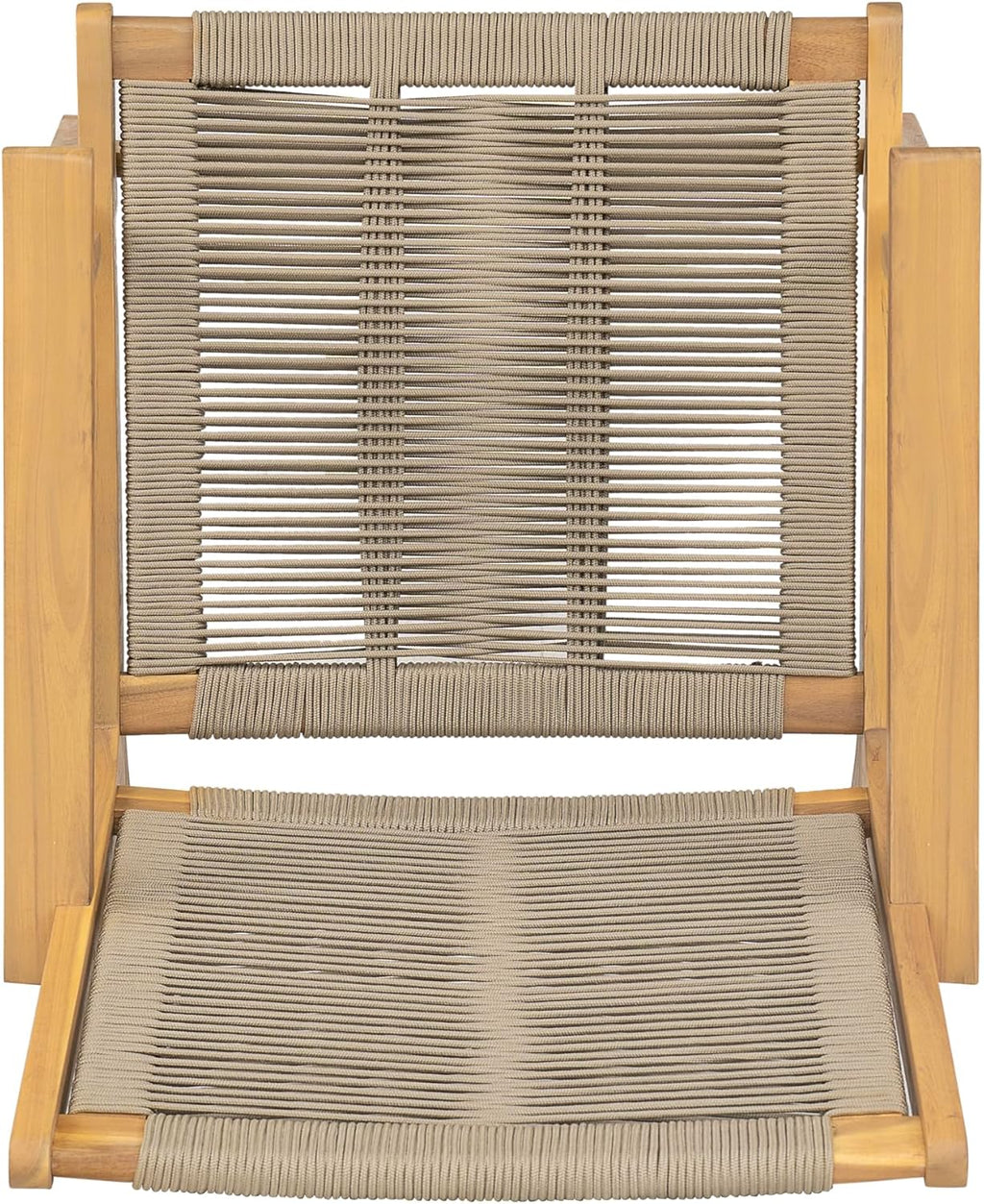 Christopher Knight Home Veera Patio Chair Set of 2 with Acacia Wood Frame and Handwoven Rope, Outdoor Lounge Chair, Stylish Outdoor Accent Chair for Garden/Deck/Backyard, Beige + Light Teak