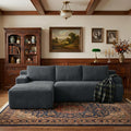 96' Corduroy Sectional Sofa Boneless Couches for Living Room - L Shaped Compressed Cloud Couch with Left Facing Chaise Lounge and Side Pockets