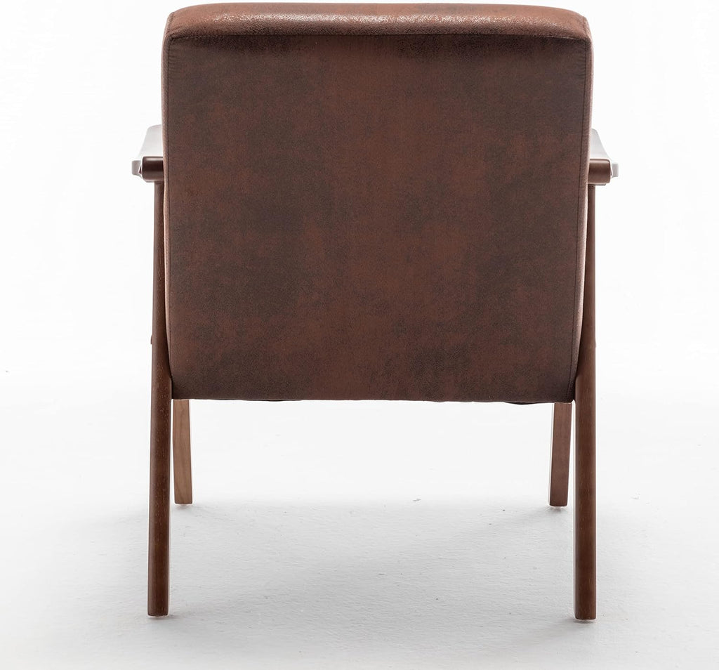 Container Furniture Direct Accent Chair with Microfiber Upholstery and Solid Wood Frame, Classic Mid-Century Modern Living Room Furniture for Extra Seating, Light Brown