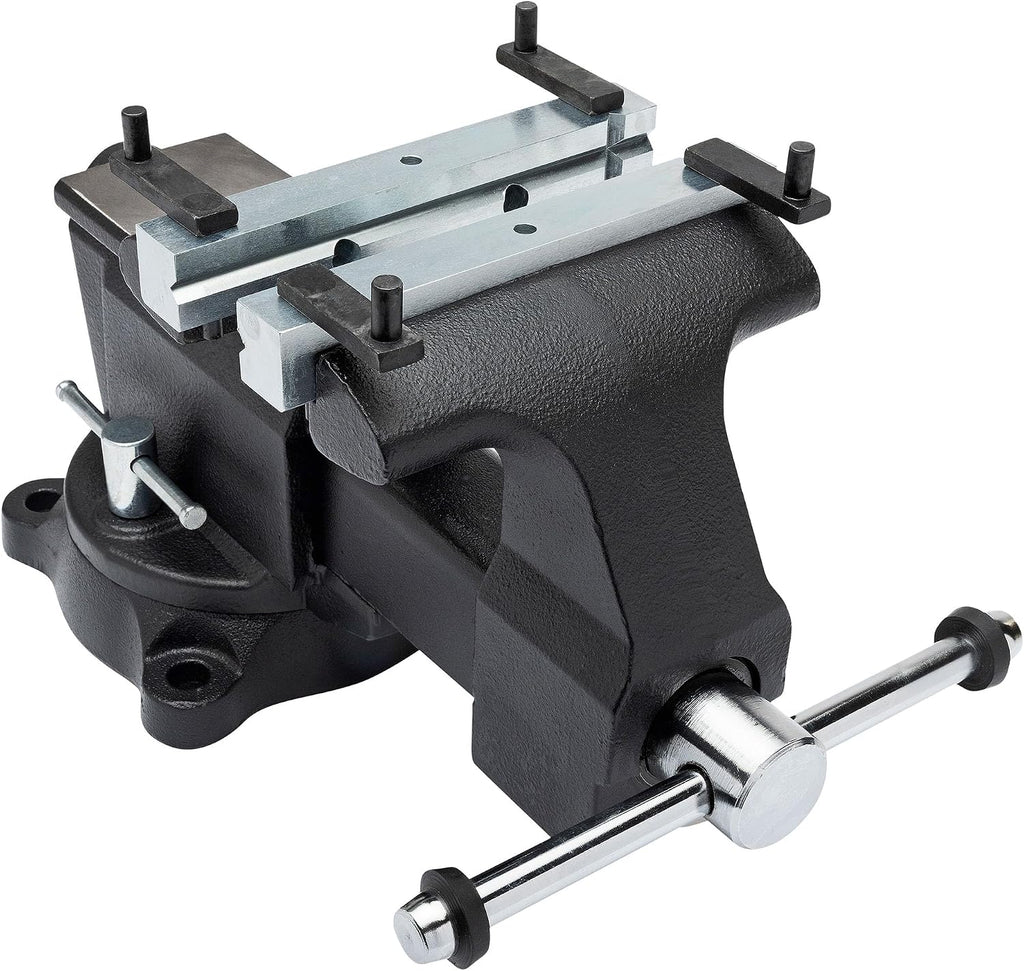 Yost MV-7 Multipurpose 7' Wide Jaw Homeowners Bench Vise | Industrial & Workshop-Grade Work Table Mechanic Tools for Wood Working, Metal Works, & DIY Projects | 360° Swivel Base | Includes 4 Jaw Dogs