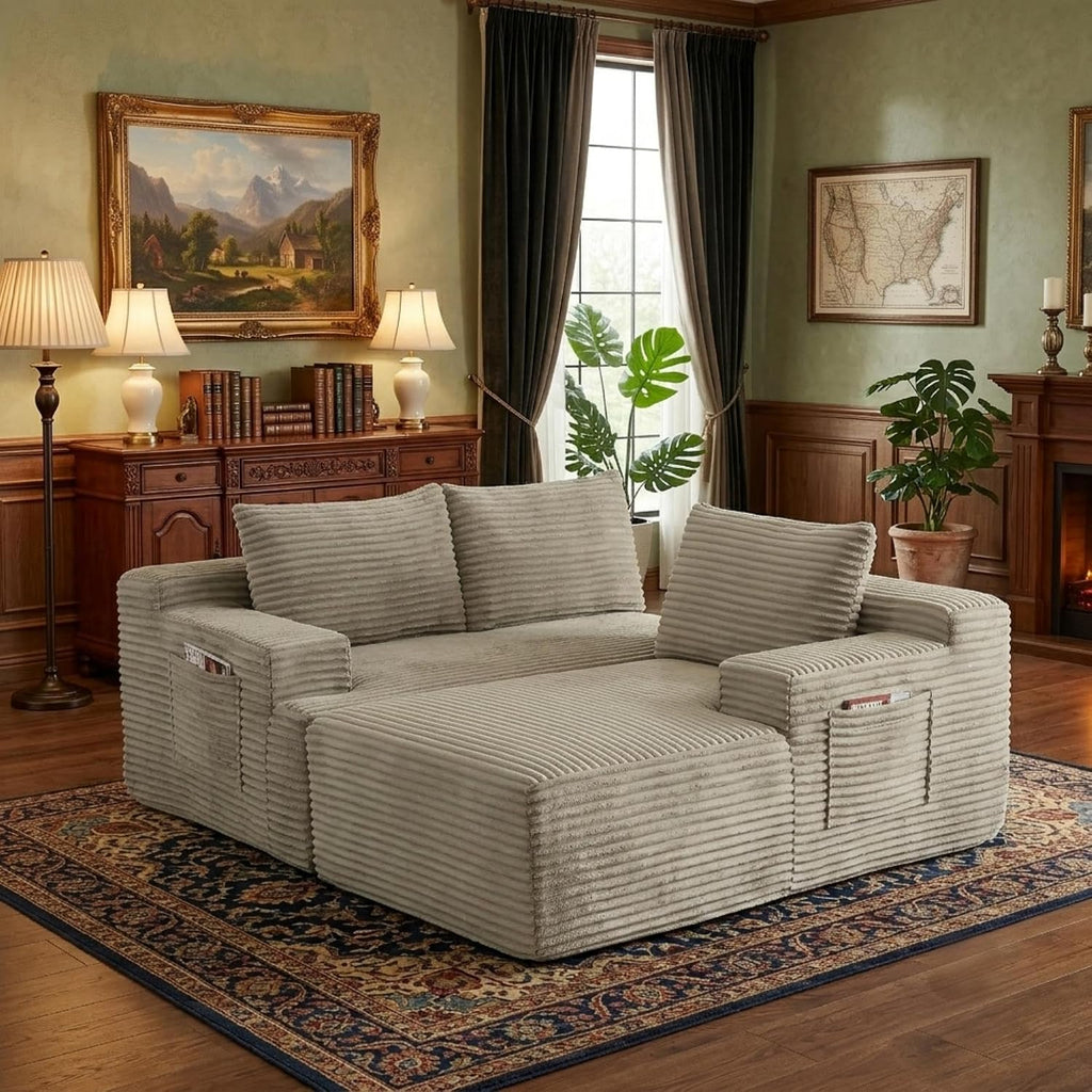 96' Right Facing Sectional Sofa Boneless Couches for Living Room - L Shaped Compressed Cloud Couch with Deep Seat in A Box