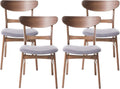Christopher Knight Home Frances Mid-Century Modern Dining Chairs (Set of 4), 100% Polyester and Rubber Wood, Dark Gray, Walnut