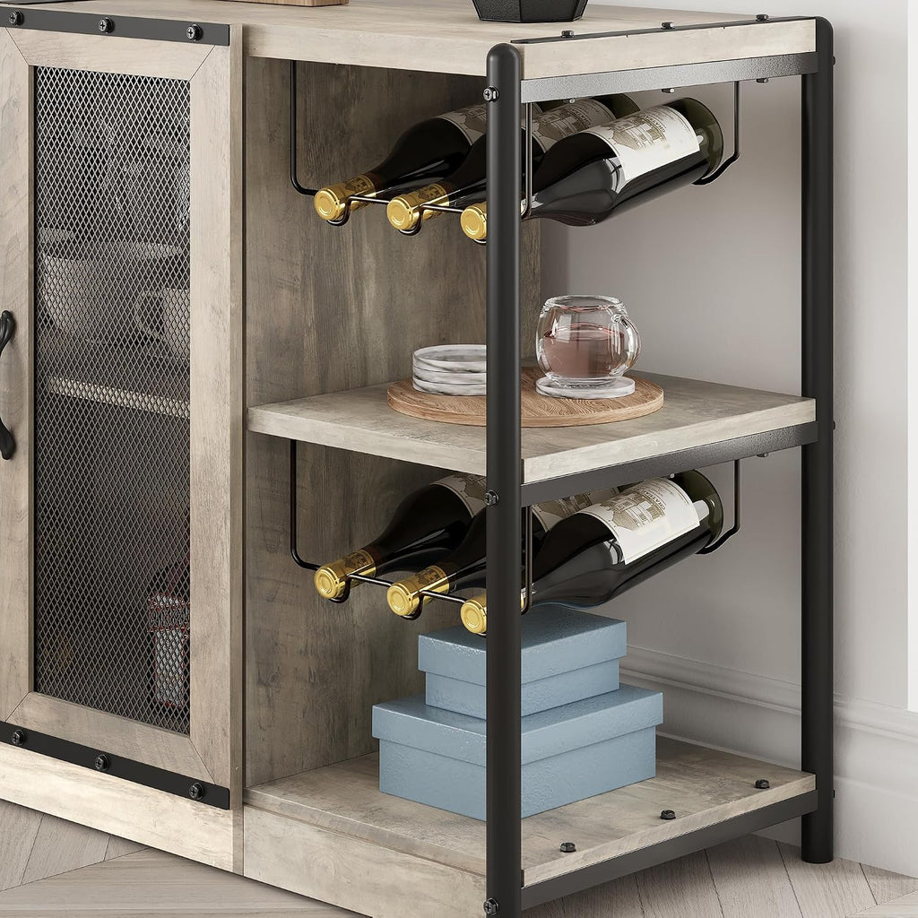 GAOMON Wine Bar Cabinet, Liquor Cabinet for Liquor and Glasses, Industrial Bars & Wine Cabinets with Storage and Wine Rack, Home Bar Furniture for Dining Room, Living Room, Kitchen (Grey)
