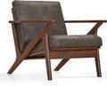 Zola Mid Century Modern Accent Chair Arm Chair, Living Room Furniture, Charcoal/Walnut