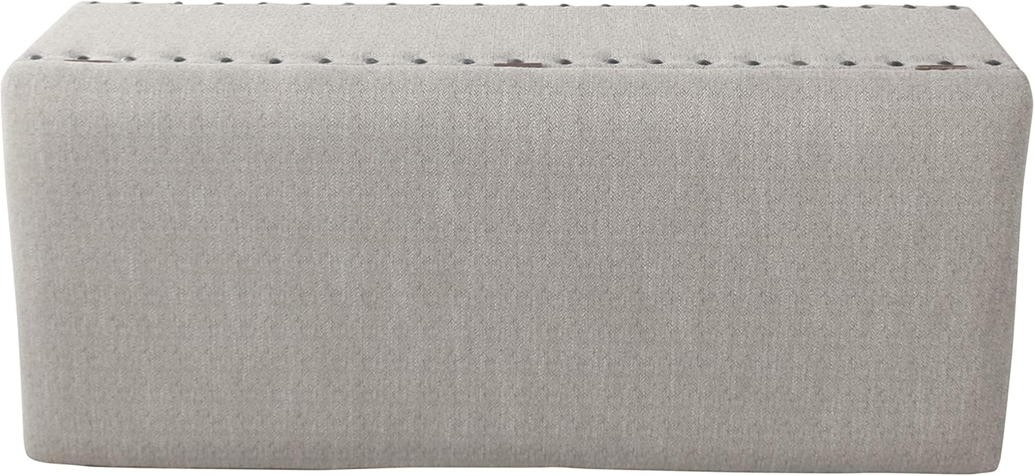 Homepop Home Decor | Upholstered Bench with Nailhead Trim | Large Ottoman with Storage for Living Room & Bedroom | Decorative Home Furniture, Gray Woven