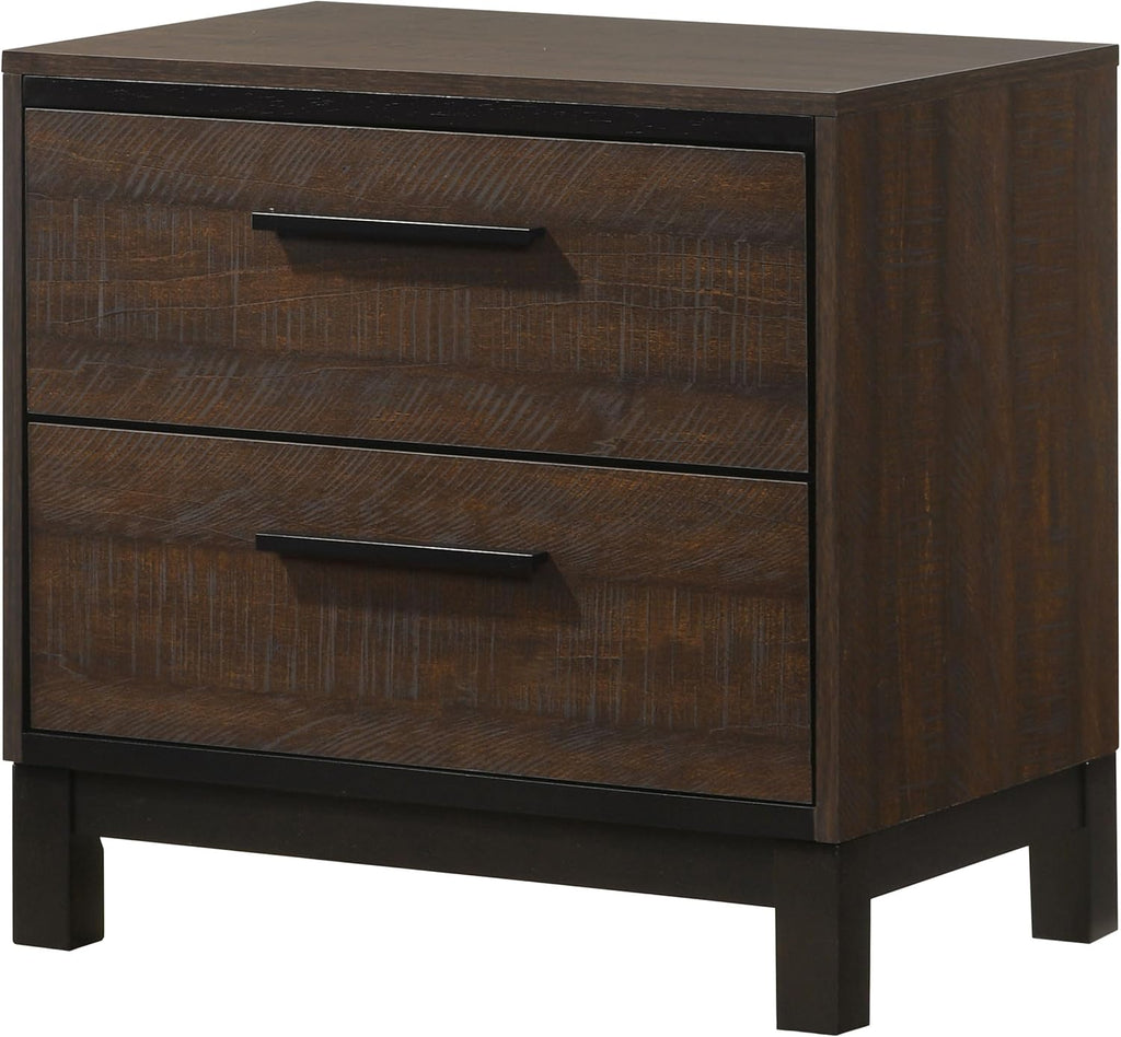 Coaster Home Furnishings Edmonton Farmhouse Engineered Wood 2-Drawer Bedroom Nightstand Bedside Table Organizer Unit Rustic Tobacco 204352