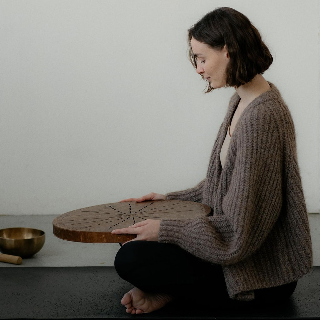 Water-Fall Disc — Wooden Ocean Drum, Geyser, 19.5' (50 cm) | Deep Ocean Waves & Waterfall Sound for Sound Bath, Meditation & Sleep | With Protective Bag