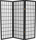 4 ft. Short Window Pane Shoji Screen - Black - 3 Panels