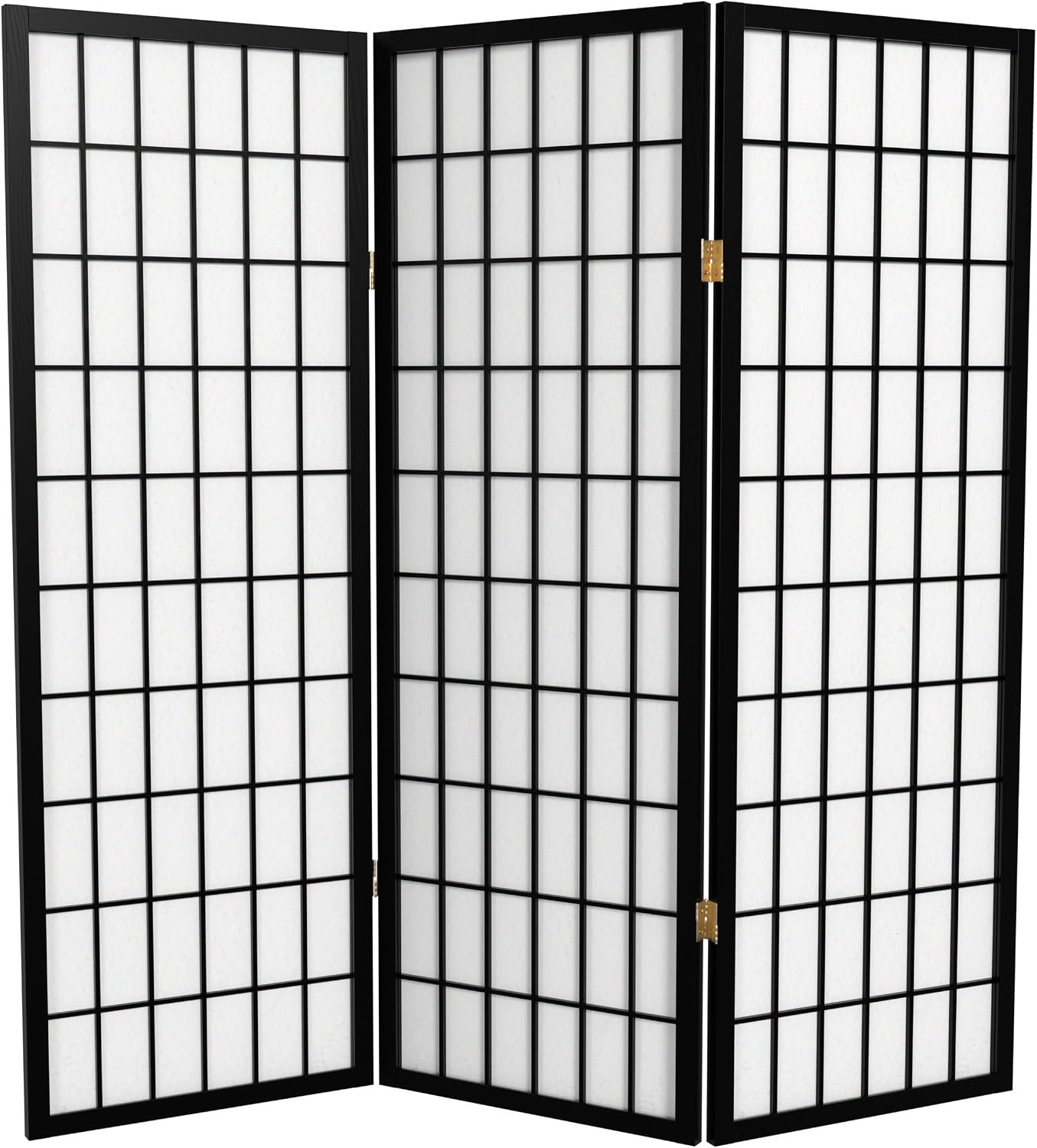 4 ft. Short Window Pane Shoji Screen - Black - 3 Panels