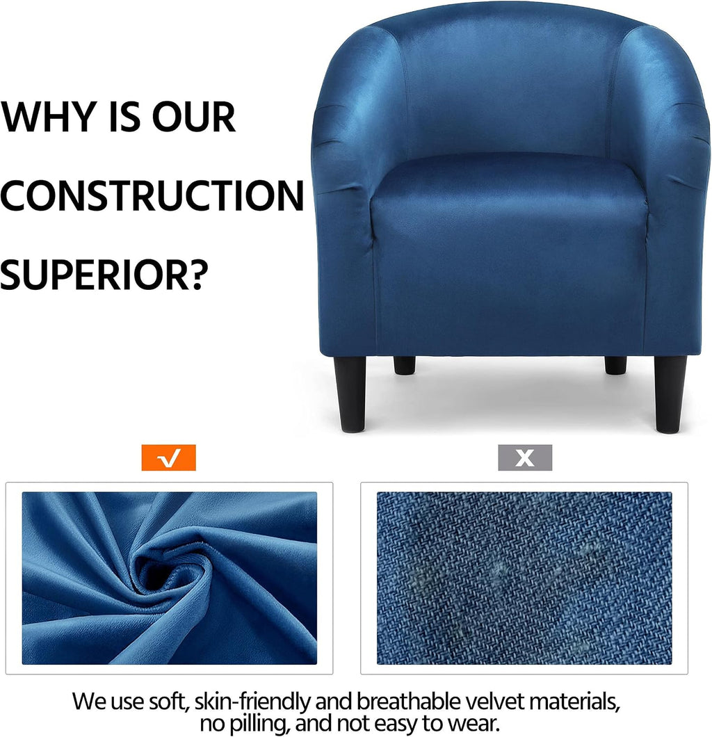 Yaheetech Accent Barrel Chair, Velvet Club Chair, Furry Sherpa Elegant Armchair with Cozy Soft Padded, Suitable for Living Room Bedroom Reception Room Office, Pagoda Blue
