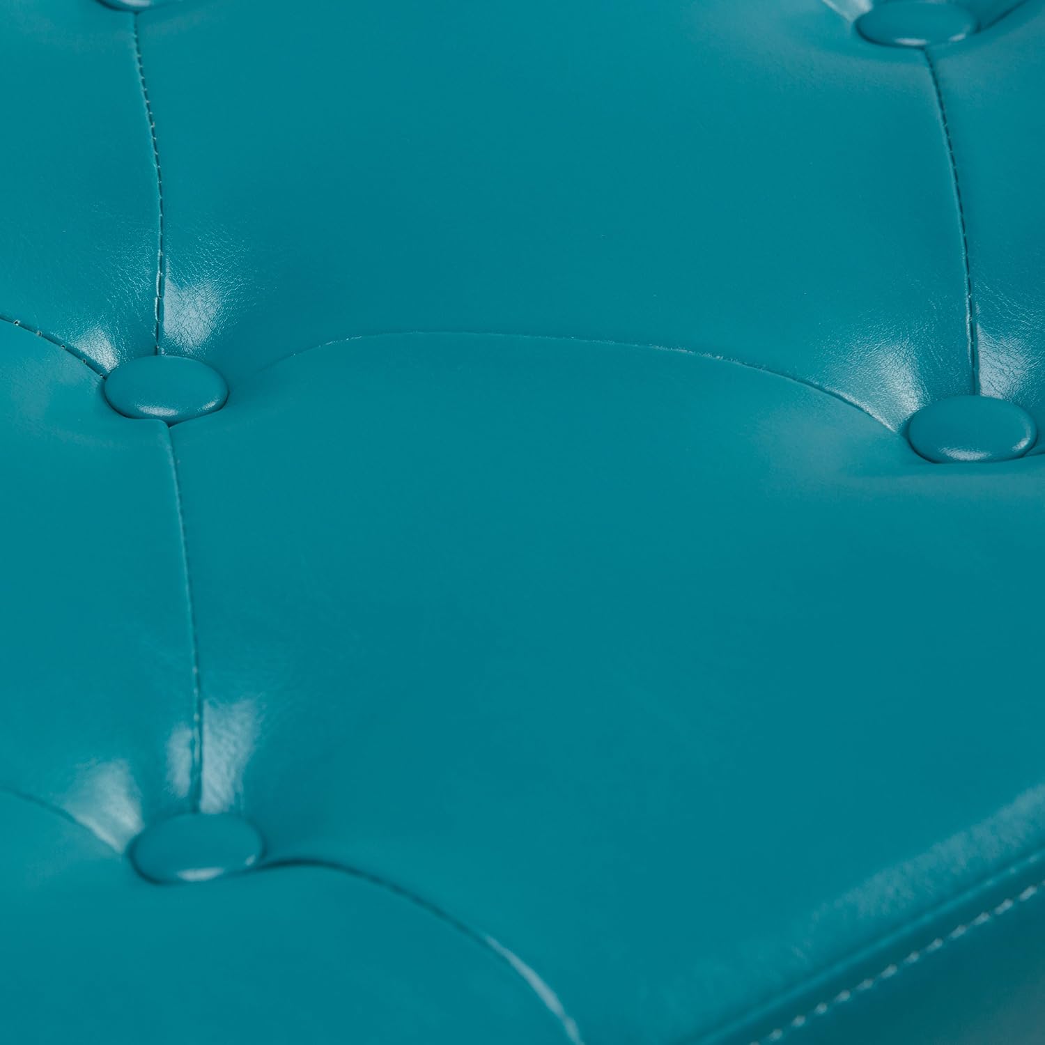 SIMPLIHOME Hamilton Storage Ottoman - 48 inch Wide Upholstered Vegan Leather Rectangle Storage Ottoman Bench in Mediterranean Blue, Traditional Tufted Ottoman for Living Room with Lift-Up Lid