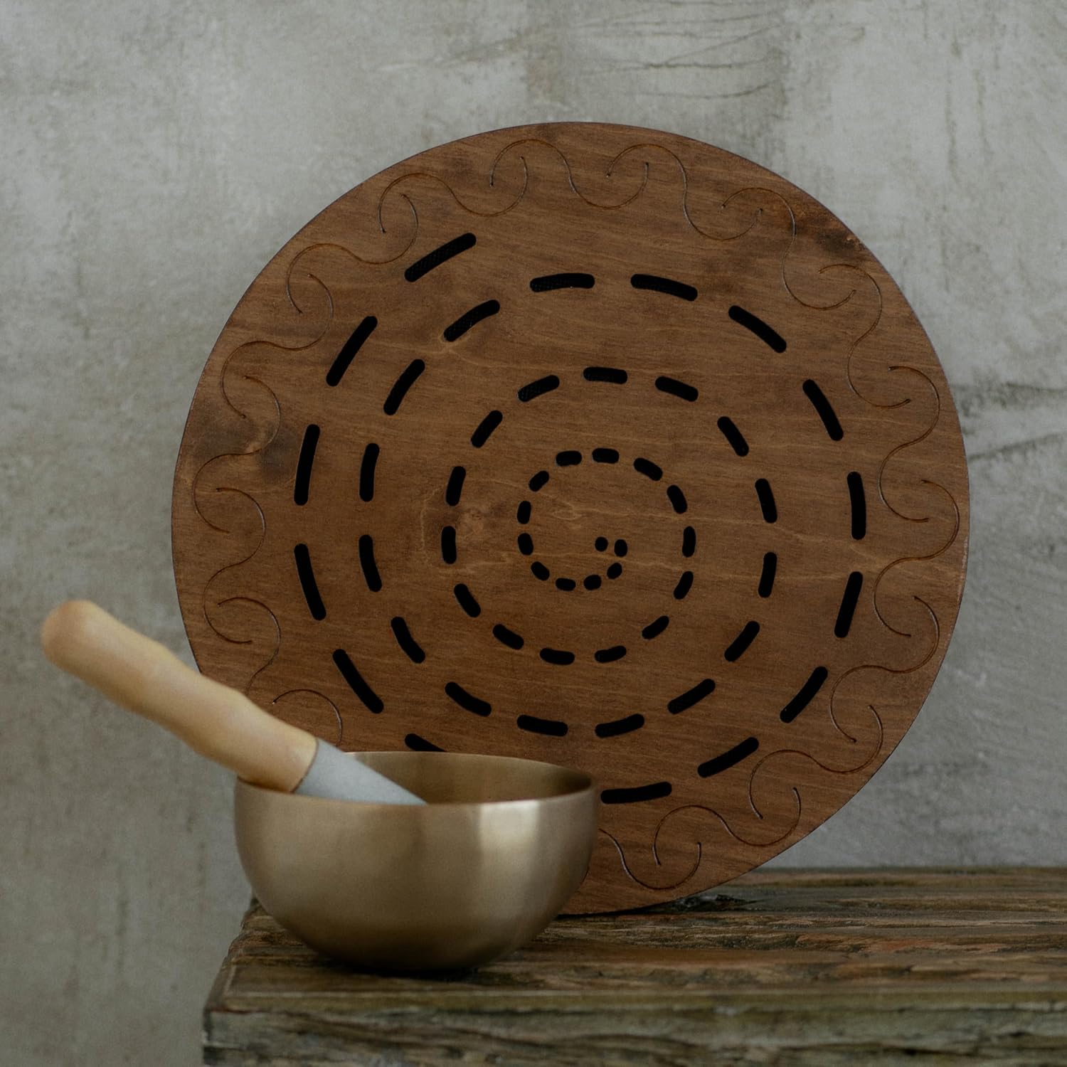 Water-Fall Disc — Wooden Ocean Drum, Swirl, 12' (30 cm) | Realistic Ocean Waves & Waterfall Sound for Meditation & Yoga | No Bag