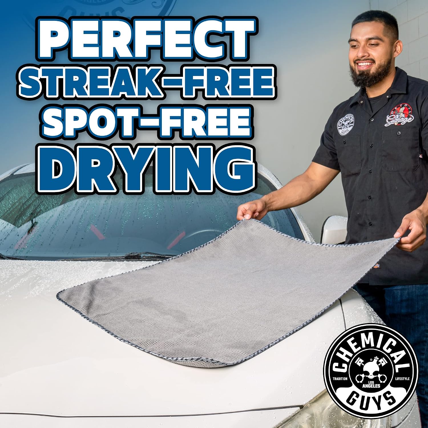Chemical Guys Waffle Weave Gray Matter Microfiber Drying Towel - 25' x 36',Premium Blend Microfiber Towel with Soft-Banded Edging for Scratch-Free Car Drying,Ultra Absorbent,(Pack of 12)