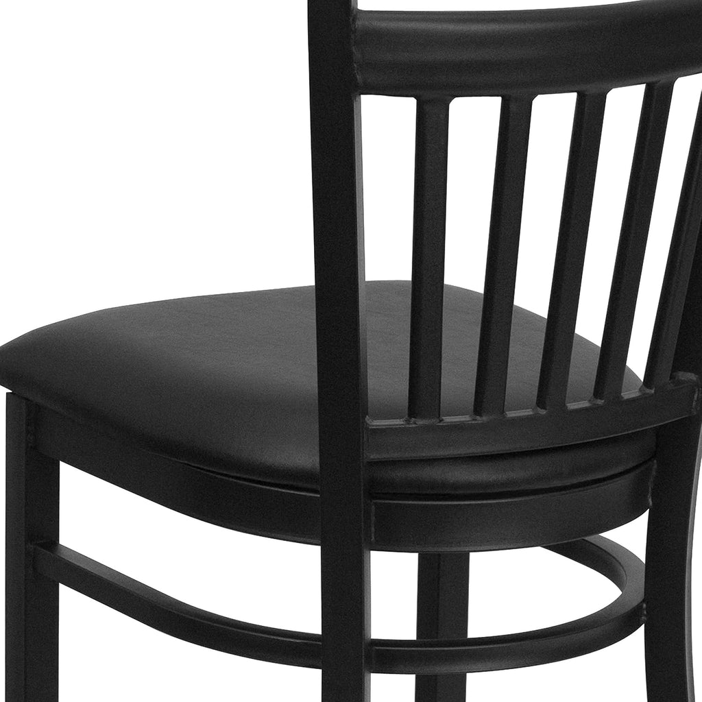 Flash Furniture HERCULES Series Black Vertical Back Metal Restaurant Barstool - Black Vinyl Seat (Pack of 1)