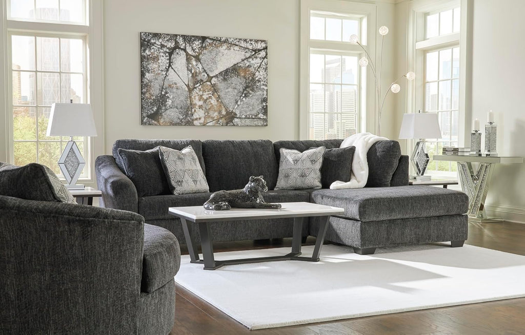 Signature Design by Ashley Biddeford Transitional Upholstered Oversized Swivel Accent Chair with 3 Accent Pillows, Black
