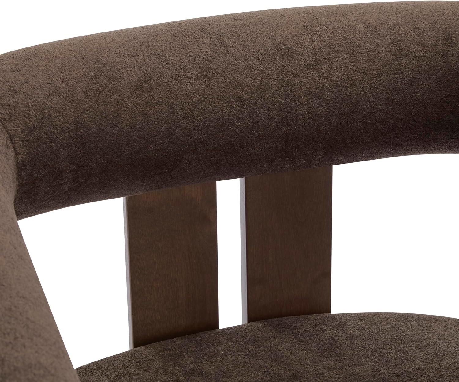 Christopher Knight Home Rones Modern Velvet Upholstered Accent Chair, Wooden Living Room Club Chair with Curved Backrest, Minimalist Bedroom Comfy Reading Chair, Thick Padded Seat, Dark Brown+Walnut