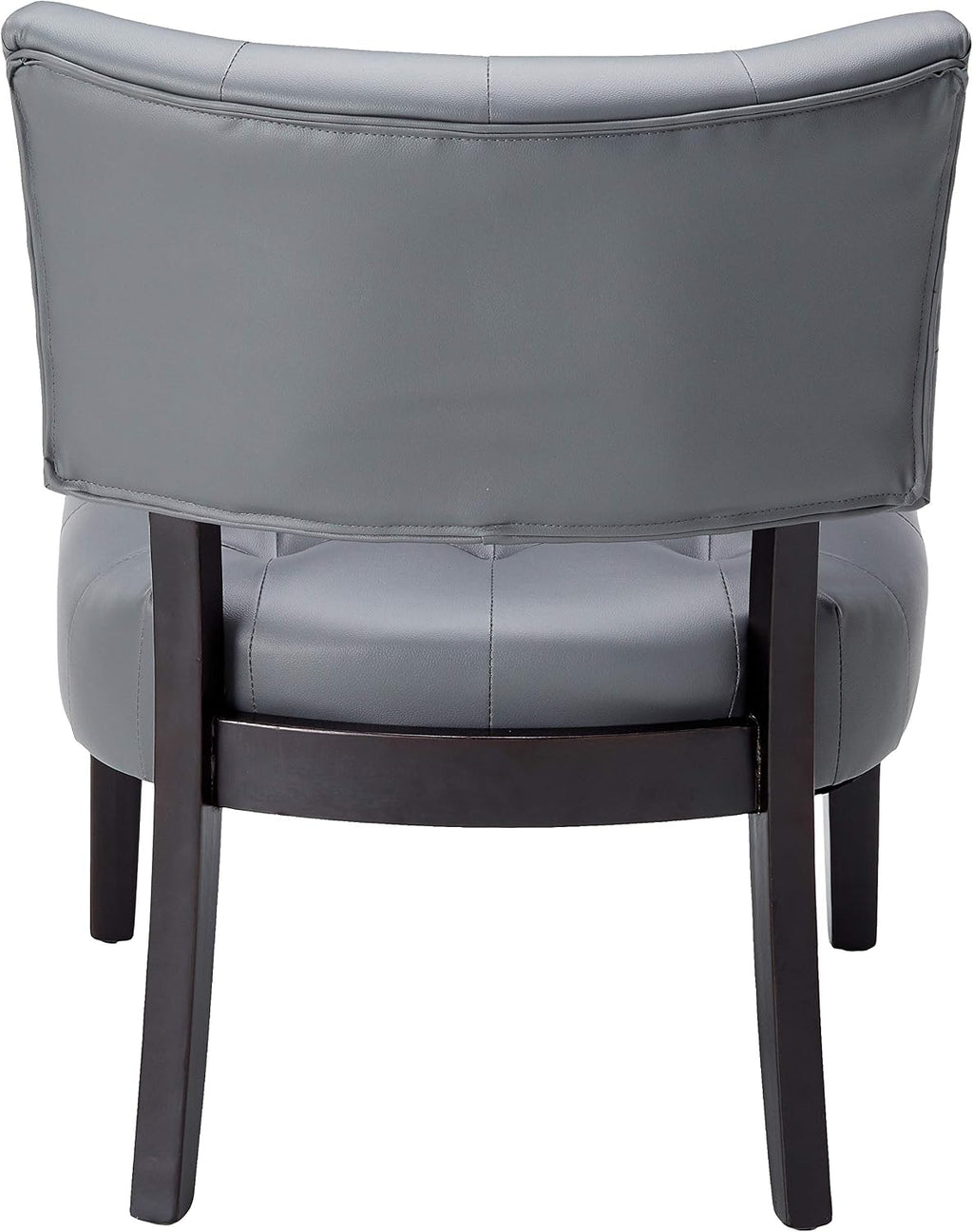Roundhill Furniture Blended Leather Tufted Accent Chair with Oversized Seating, Gray