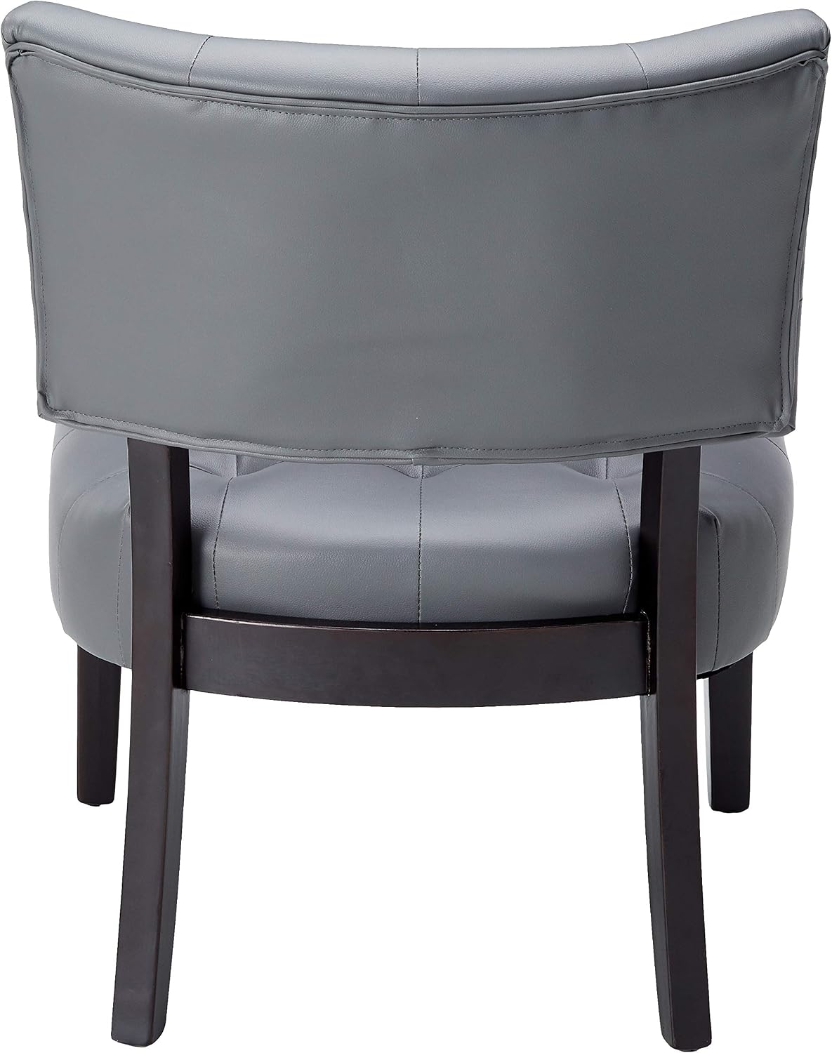 Roundhill Furniture Blended Leather Tufted Accent Chair with Oversized Seating, Gray