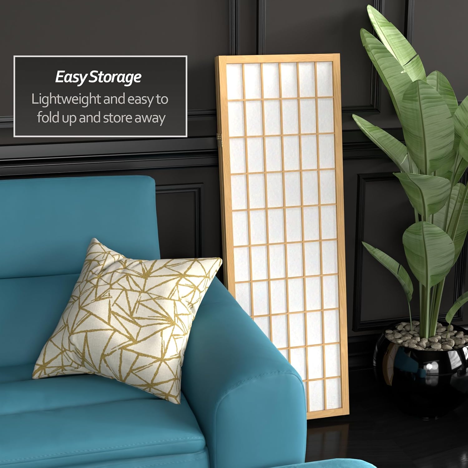 4 ft. Short Window Pane Shoji Screen - Natural - 4 Panels