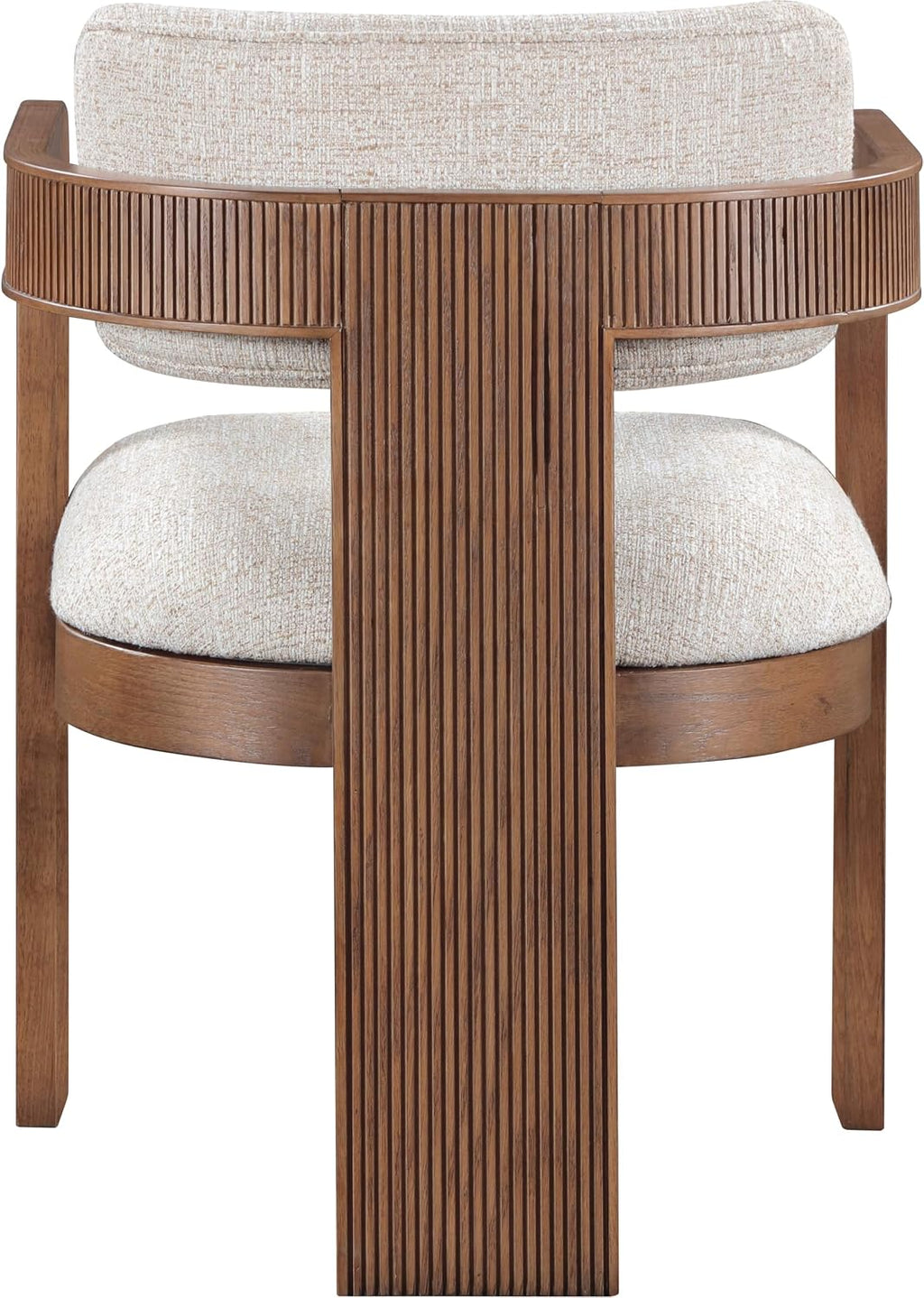 Meridian Furniture Sacha Collection Art Deco Dining Chair, Solid Fluted Wood, 22.5' W x 22' D x 31' H, Set of 2 (Beige, Brown Finish, Velvet)
