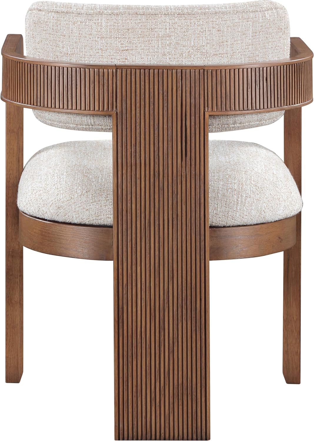 Meridian Furniture Sacha Collection Art Deco Dining Chair, Solid Fluted Wood, 22.5' W x 22' D x 31' H, Set of 2 (Beige, Brown Finish, Velvet)