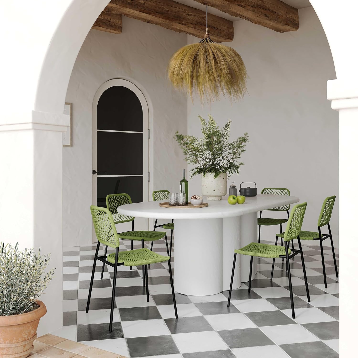 Tov Furniture Elika White Faux Plaster Oval Dining Table