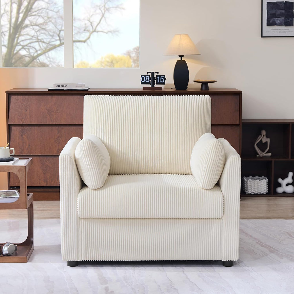 Mofolit Accent Chair Set of 2 Living Room Chairs in Corduroy Fabric,Reading Chair Sofa couches for Apartment Bedroom and Small Spaces. (Beige, 2 Chairs)