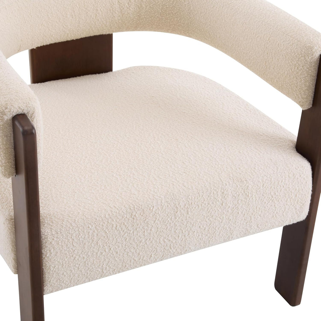 Christopher Knight Home Nettie Modern Accent Chair for Living Room, Boucle Fabric Single Lounge Sofa Chair with Wooden Frame, Comfy Reading Chair for Bedroom, Lounge Armchair with Soft Cushion, Beige