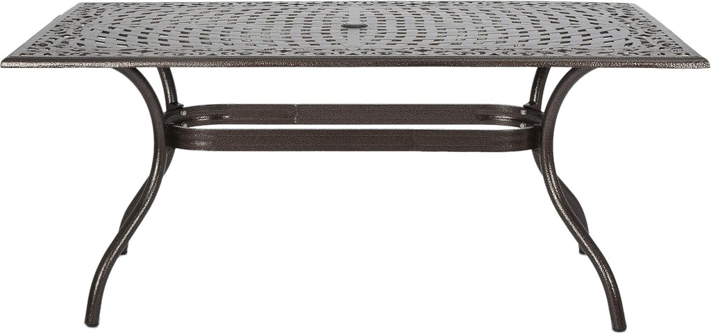 Christopher Knight Home Yamilet Traditional Outdoor Aluminum Rectangular Dining Table, Hammered Bronze